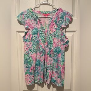 Lilly Pulitzer Pink and Green Floral top